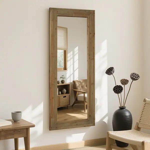 Rustic Farmhouse Wooden Frame Wall Mirror with Distressed Finish - Bed Bath & Beyond - 43871788 | Bed Bath & Beyond