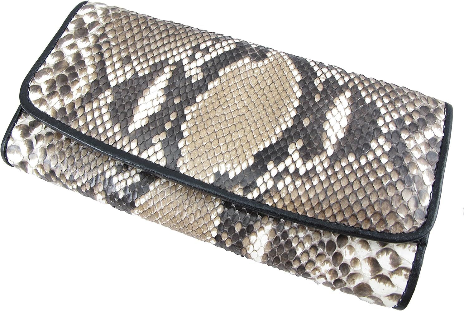 Genuine Python Snake Skin Leather Women's Trifold Clutch Wallet (Reticulated Natural) | Amazon (US)