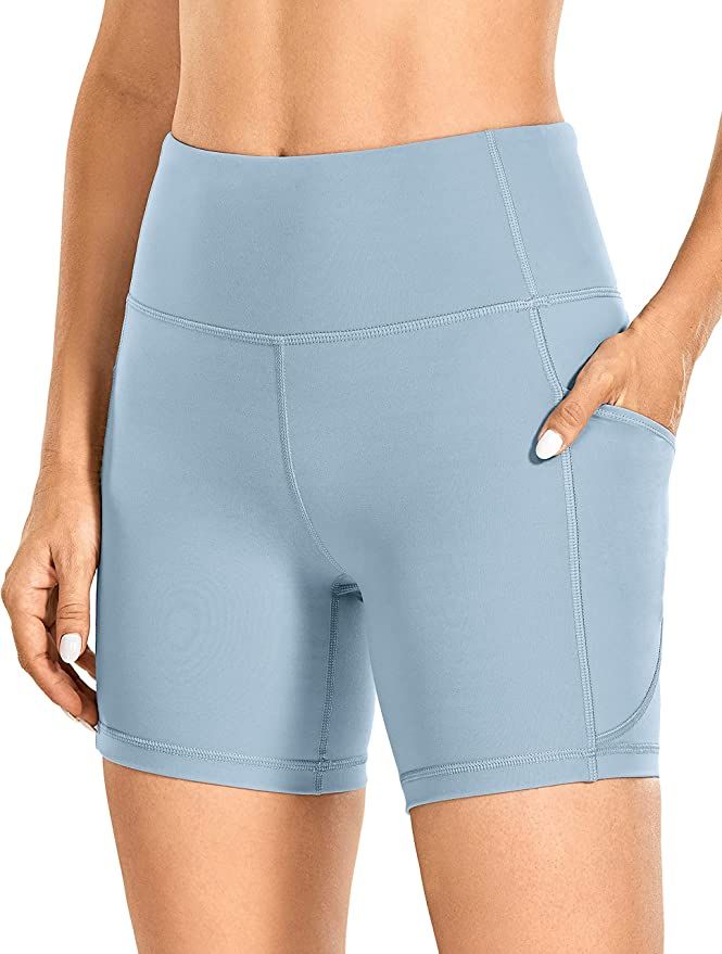 CRZ YOGA Women's Brushed Naked Feeling Biker Shorts 6'' / 8'' - High Waist Matte Workout Gym Span... | Amazon (US)