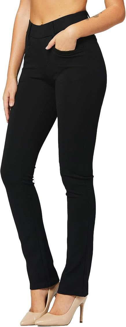 Premium Women's Stretch Dress Pants - Wear to Work - Ponte Treggings | Amazon (US)
