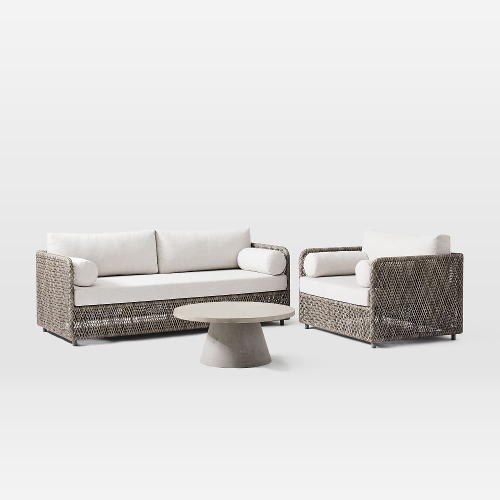 Coastal Outdoor Sofa, Lounge Chair & Pedestal Coffee Table Set | West Elm (US)