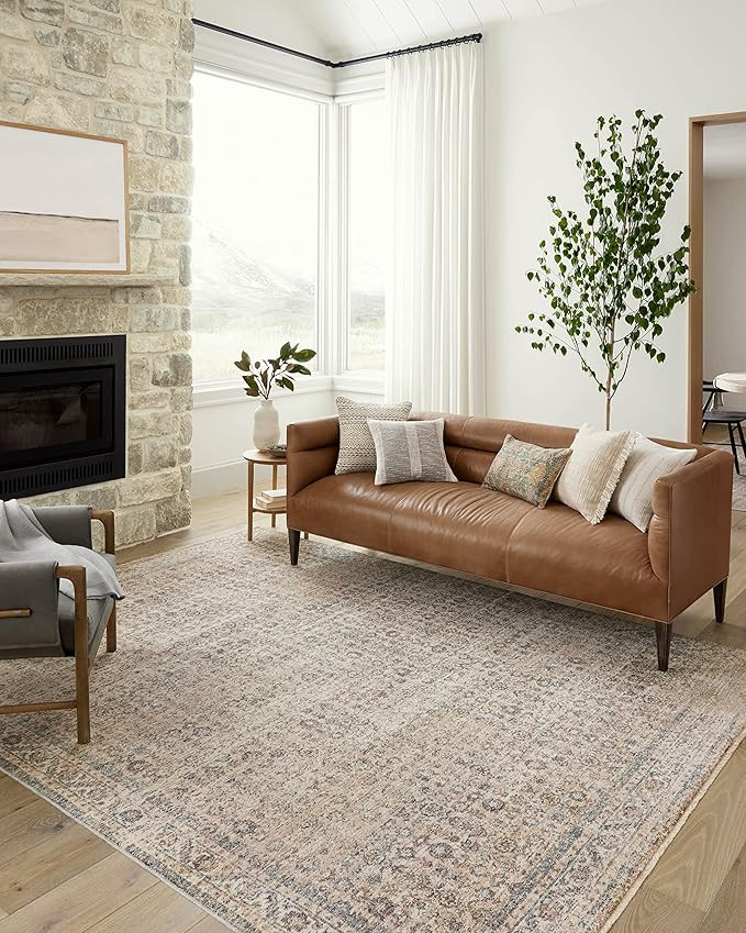 Loloi Angela Rose x Blake Collection BLA-04 Beige / Denim, Transitional 5'-3" x 7'-6" Area Rug | Amazon (US)