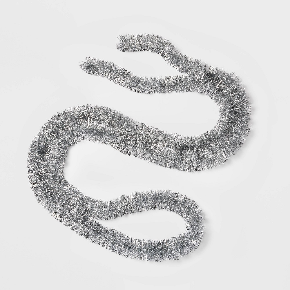 15' Soft & Silky Tinsel Christmas Garland Silver - Wondershop | Target