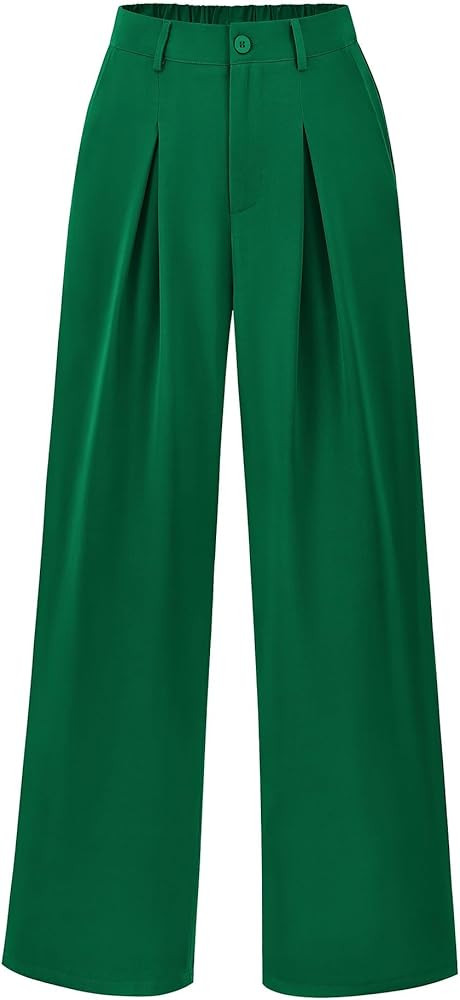 BTFBM Women High Waist Casual Wide Leg Long Palazzo Pants Button Down Loose Business Work Office ... | Amazon (US)
