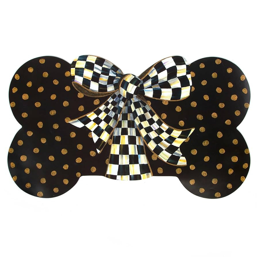 MACKENZIE-CHILDS Pup Placemat, Cute Pet-Food Mat for Dog Bowls and Cat Bowls, Courtly Bow | Amazon (US)