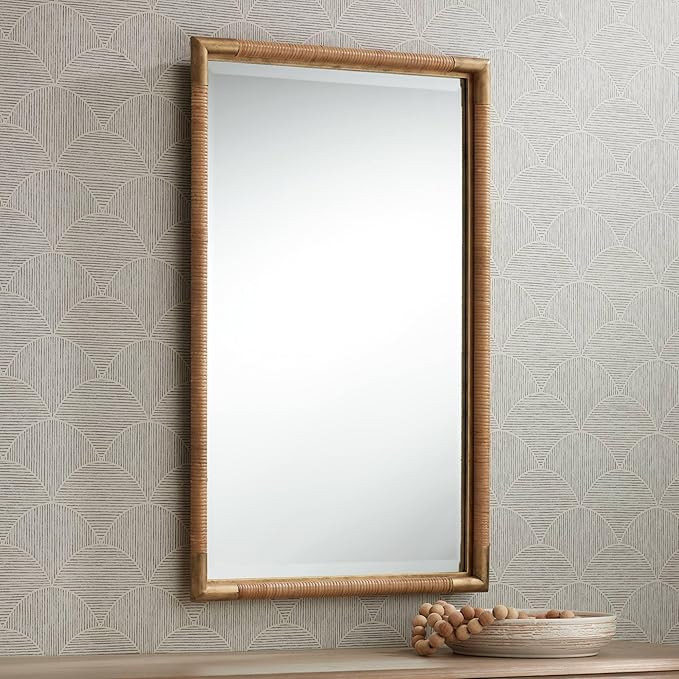 Uttermost Kampar Antiqued Gold and Rattan 23" x 36" Vanity Mirror | Amazon (US)
