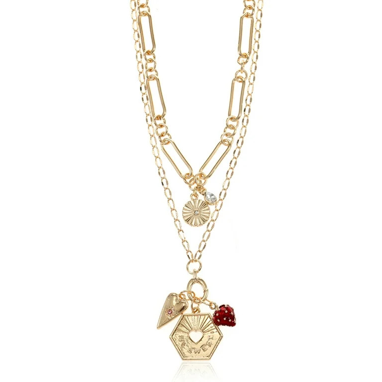 Time and Tru Be Sweet Charm Necklace Set Goldtone | Walmart (US)