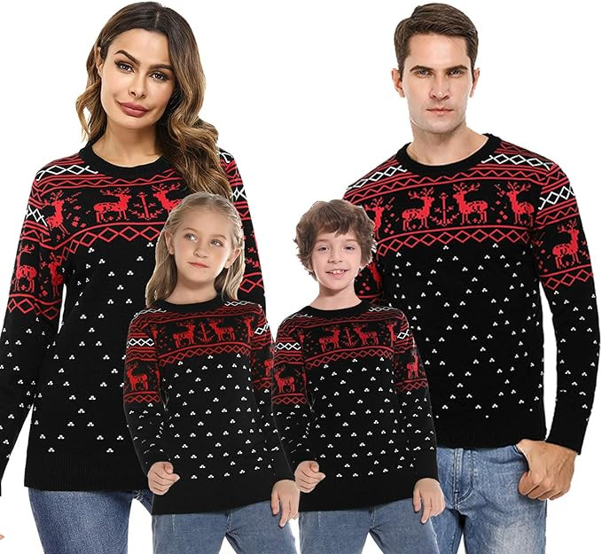 iClosam Family Matching Ugly Christmas Reindeer Sweater Pullover Holiday Sweater | Amazon (US)
