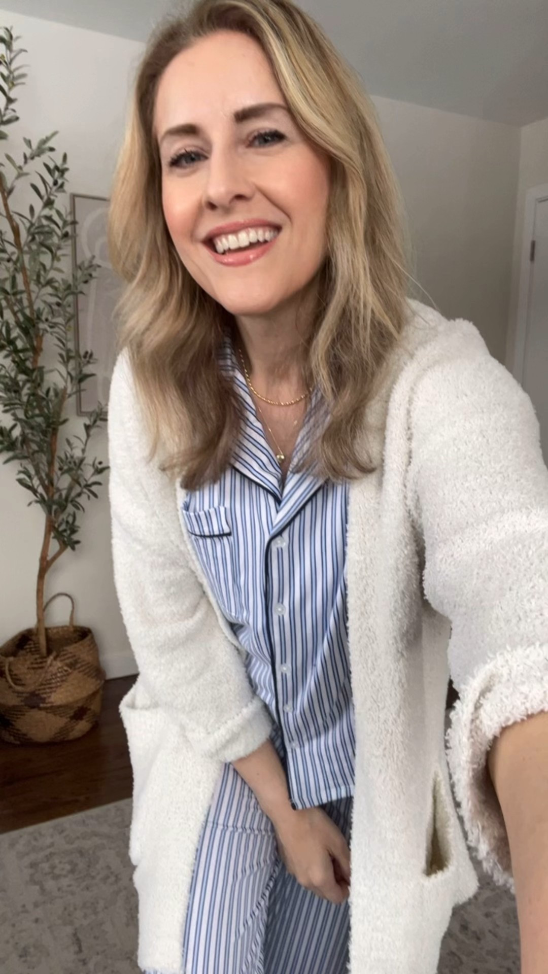 Walmart pajamas are always a nice pick me up! Love these notch collar ones, super soft, lightweight. Fit true to size, I’m in a small. Not warm. Click through to see all the prints! (My cardigan is past-season Walmart.)

#LTKOver40