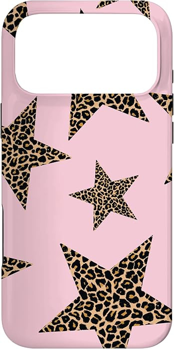 Cute Cheetah Spots Star Shapes Leopard Print Aesthetic Pink Case for iPhone 17 Pro Max | Amazon (US)