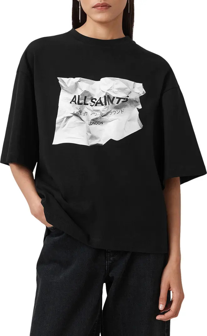 AllSaints Scrunch Amelie Oversize Cotton Graphic T-Shirt | Nordstrom | Nordstrom