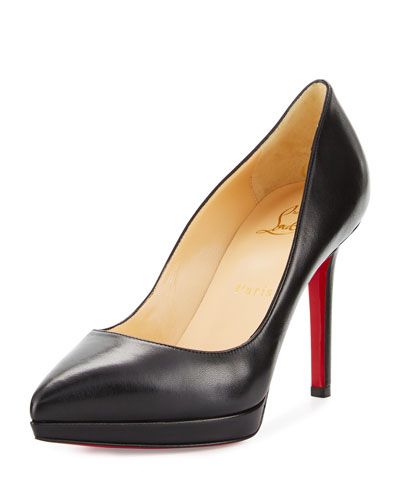 Pigalle Plato Leather Red Sole Pump, Black | Neiman Marcus