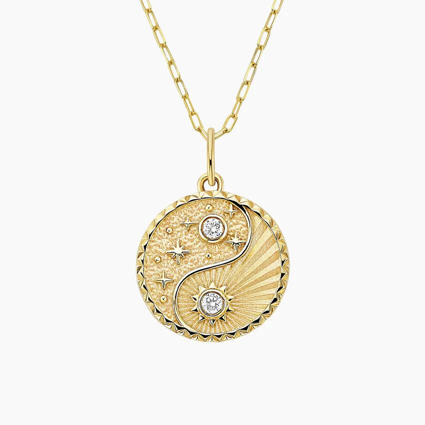 Harmony Diamond Medallion Necklace (1/10 ct. tw.) in 14K Yellow Gold | Brilliant Earth