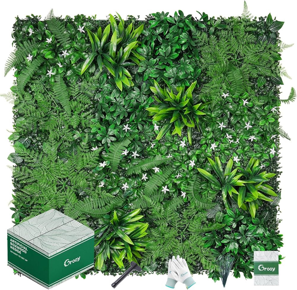 Grass Wall, Artificial Boxwood Panels 20"x20"(12pcs), Privacy Hedge Fence Screen with UV Protecti... | Amazon (US)