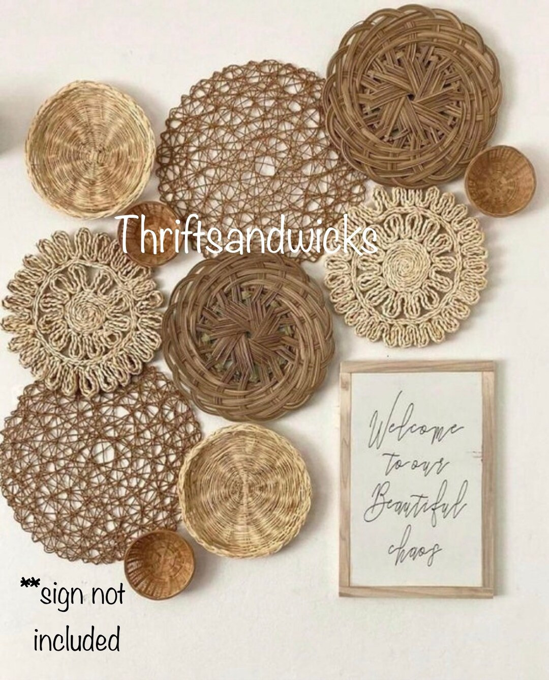 Boho Basket Wall pic Not Included, Wall Hangings, Wall Decor, Wall Accents, Woven Wall Baskets, F... | Etsy (US)