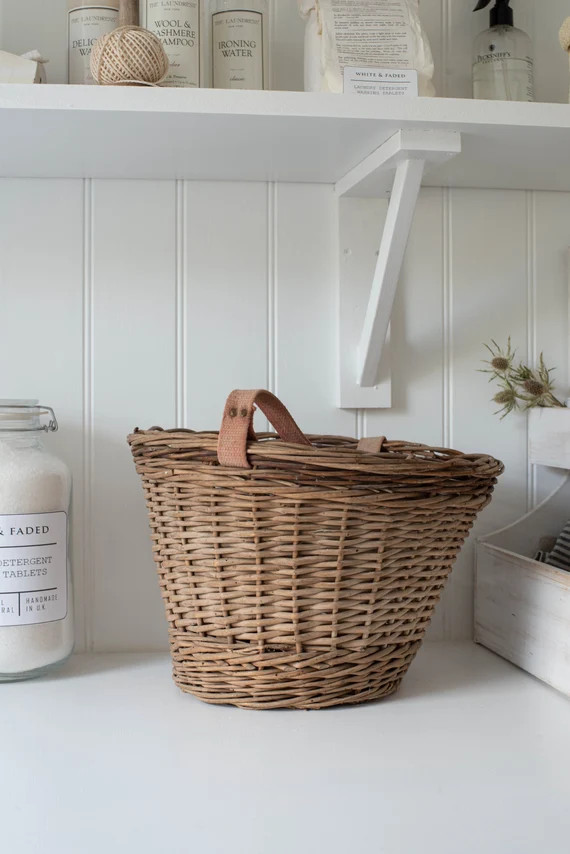Gorgeous Antique French Fruit Picking Basket / Wicker Basket / Towel Basket. Rustic Farmhouse, Ki... | Etsy (US)