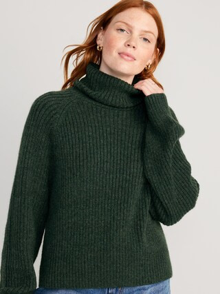 Cropped Shaker-Stitch Turtleneck Sweater for Women | Old Navy (US)