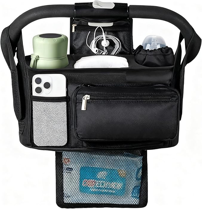 Universal Stroller Organizer with Insulated Cup Holder Detachable Phone Bag & Shoulder Strap, Bag... | Amazon (US)