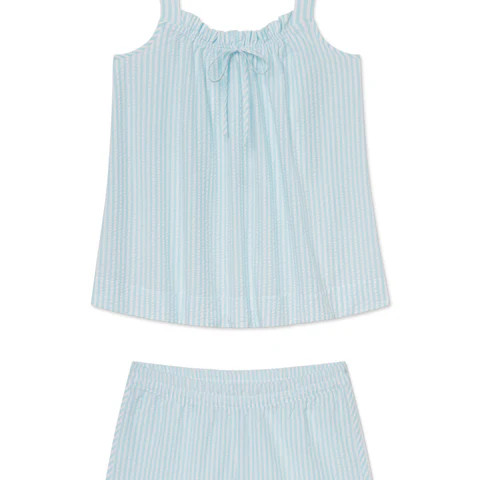 Alice Shorts Set in Salt Spray Seersucker | Lake Pajamas
