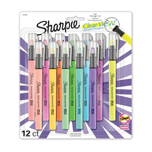 Sharpie Clear View Highlighters, With See-Through Chisel Tip, Assorted Colors, 12 Count - School, Teacher, Office Supplies | Amazon (US)