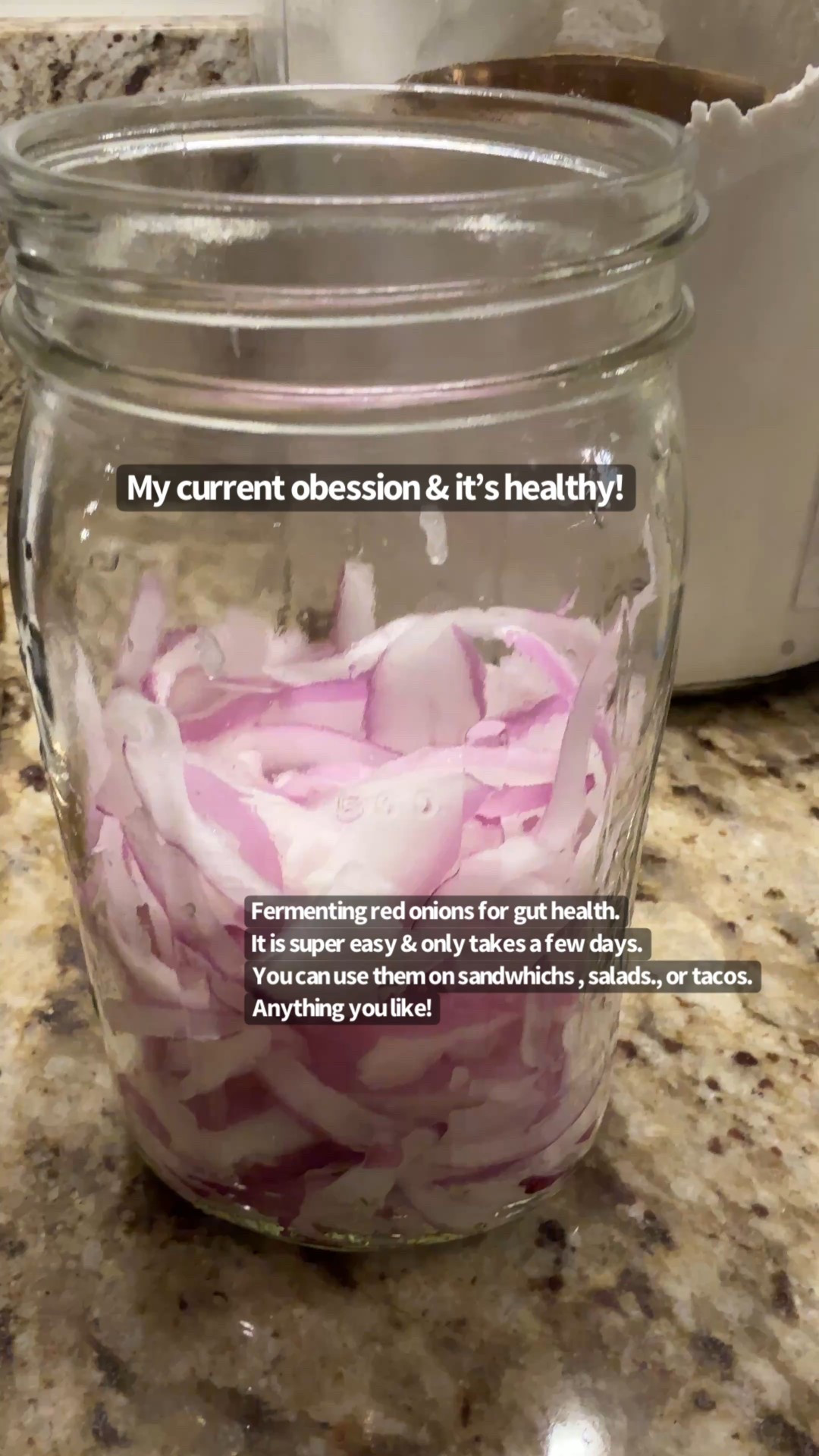Seriously, this is an inexpensive, healthy current obsession you guys. You simply chop up whatever veggies that you want to use, make a brine and leave it sit in a cool, dark place for a few days. The health benefits for your gut health are amazing and they taste delicious. Use them in salads, sandwhichs, tacos or whatever! Have fun! 

#LTKFindsUnder50 #LTKHome #LTKFamily