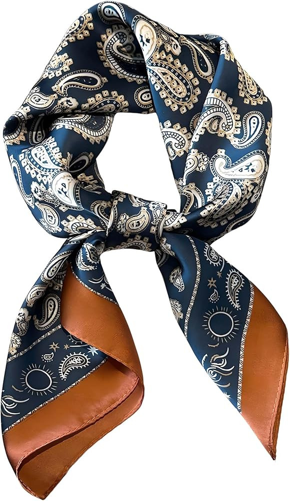 kcctoo 27.5" Mulberry Silk Feeling Head Scarf Women's Fashion Square Neck Satin Scarfs for Bag Ha... | Amazon (US)