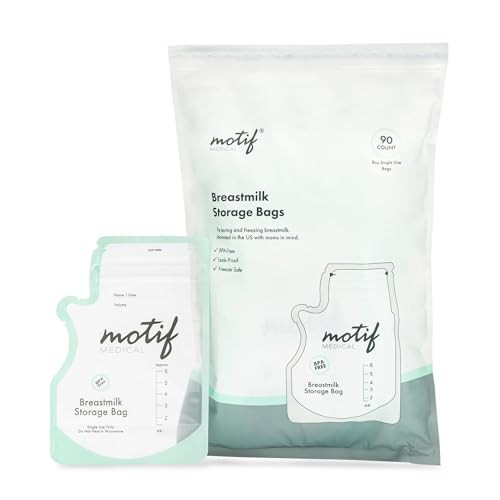 Motif Medical Breastmilk Storage Bags - Freezer Bag w/Easy Pour Spout, Write-On Label - Leak-Proof Double Zipper Milk Bags for Breastmilk - Ideal Breastfeeding Mom Gifts (6 oz, 90 Count) | Amazon (US)