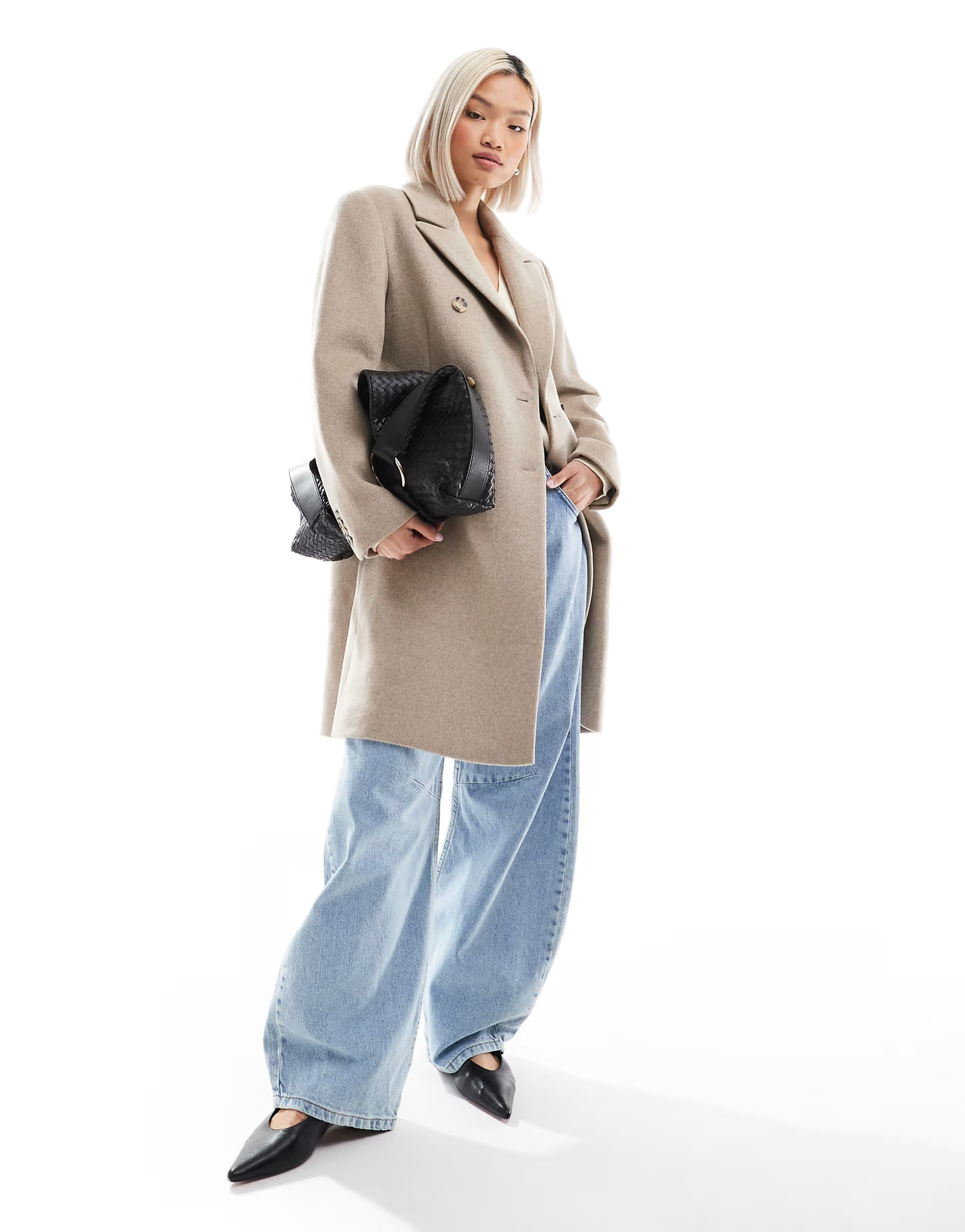 French Connection smart tailored felt coat in beige | ASOS (Global)