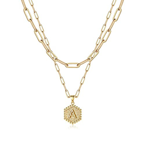 Anoup Gold Initial Necklaces for Women, Gold Necklace for Women Layered Necklaces for Women Letter Necklace for Women Initial Necklace for Women Gold Necklaces for Women Gold Jewelry for Women | Amazon (US)