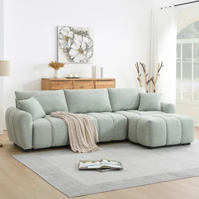 110" Modular Sectional Sofa, L Shape Boucle Couch With Oversized Seat, Movable Ottoman, Free Combination, For Living Room | Wayfair North America