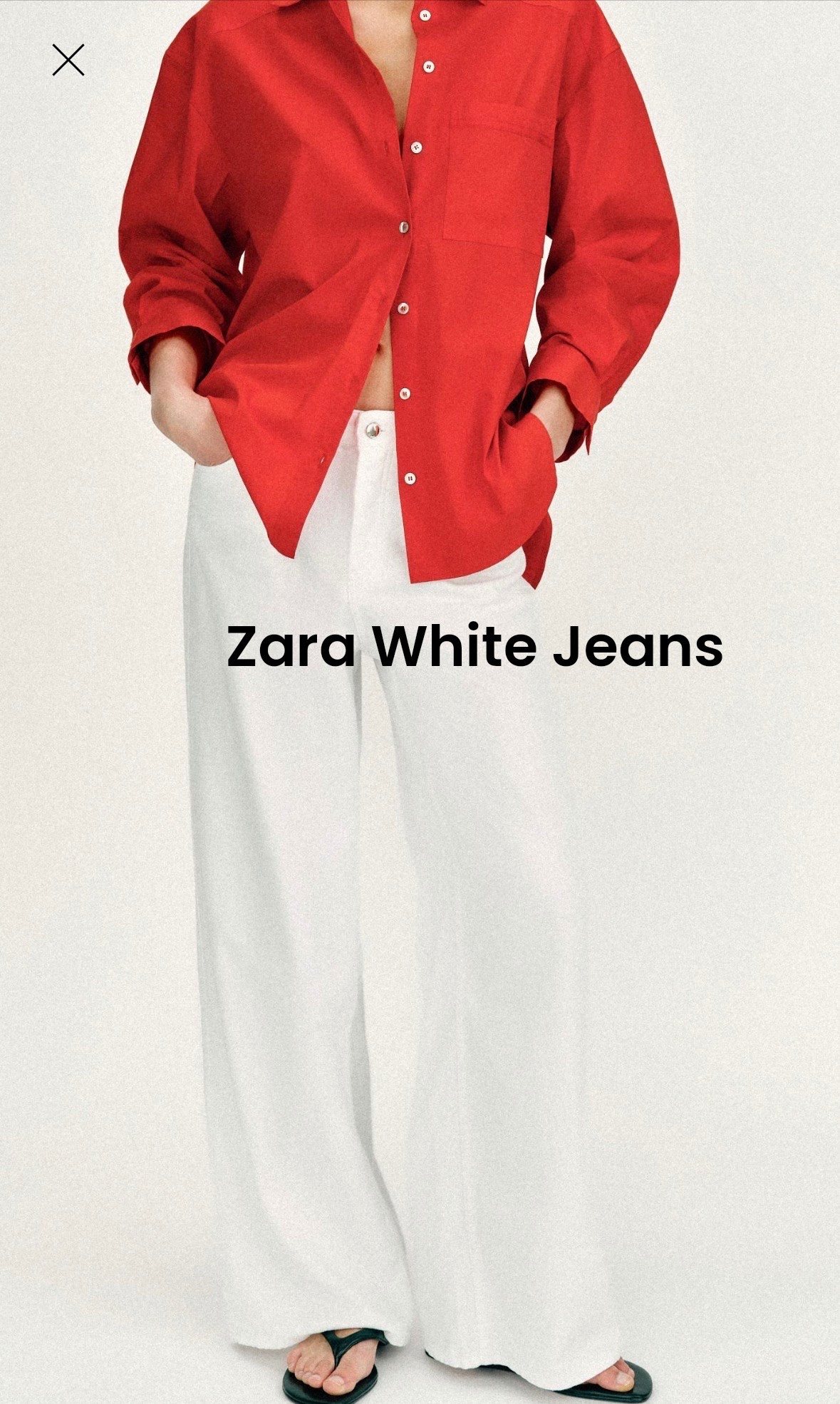 Zara white jeans you can wear to work or vacation 

MID-RISE - LOOSE WIDE LEG

Mid-rise jeans with five pockets. Wide leg. Front button closure.

#LTKMothersDay #LTKTravel #LTKWorkwear