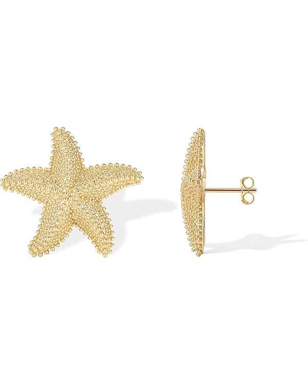 PAVOI 14K Gold Plated Starfish Statement Stud Earrings for Women | Trendy Jewelry Alluring Ocean-... | Amazon (US)
