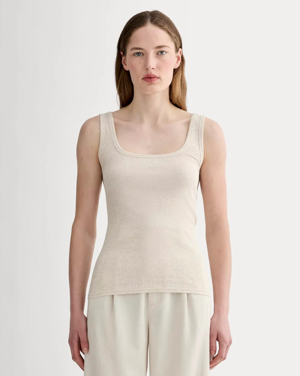 The Luxe Rib Square-Neck Tank | Heathered Fatigue | Everlane