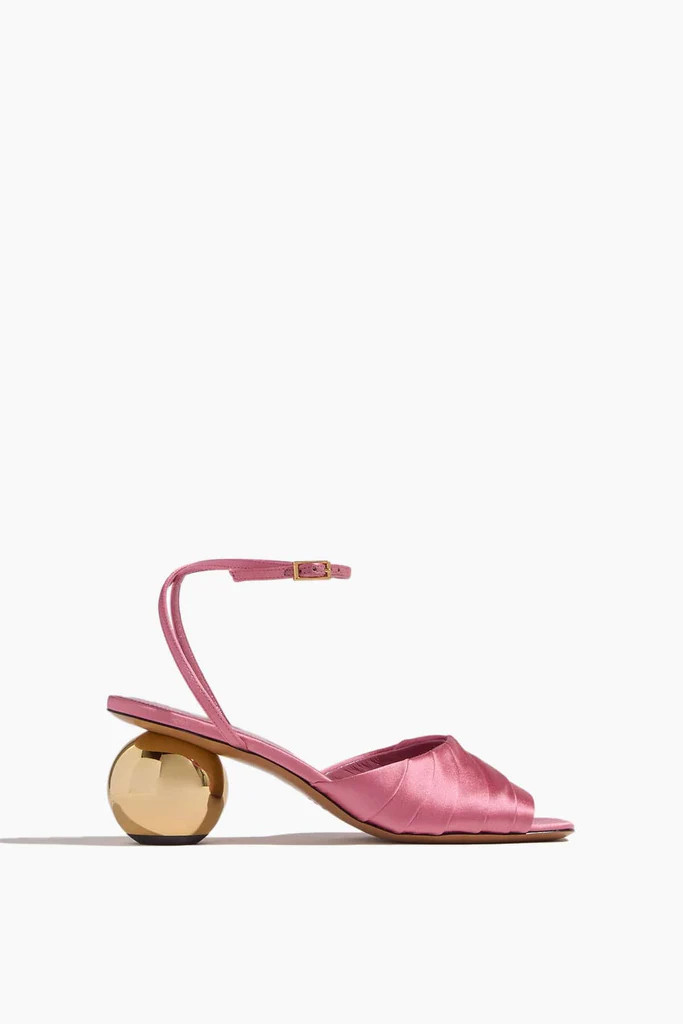 Folded Satin Sandal in Pink | Hampden Clothing