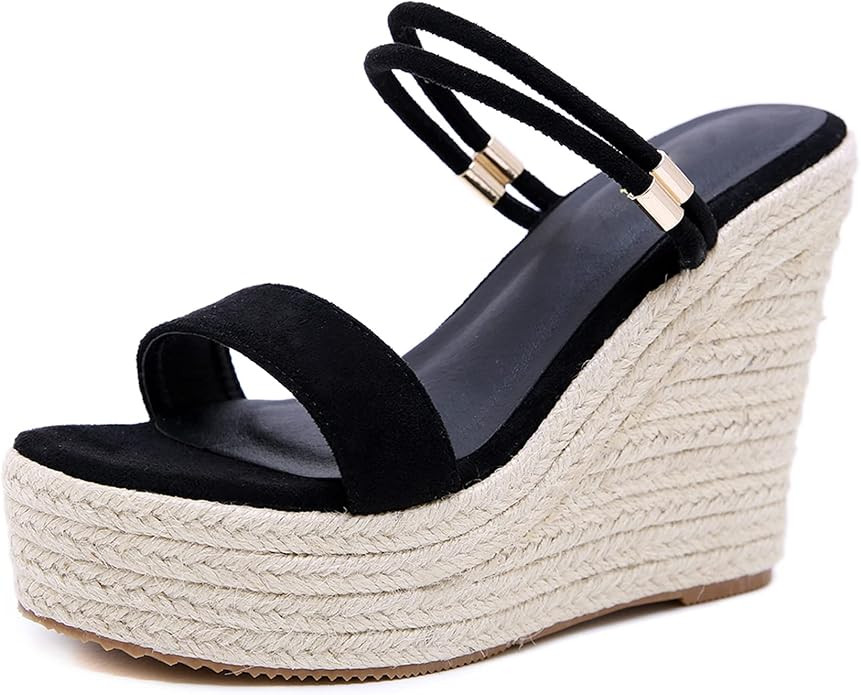 Women's Espadrille Platform Wedge Sandals Slides Open Toe Heeled Slingback Ankle Strap Pumps Summ... | Amazon (US)