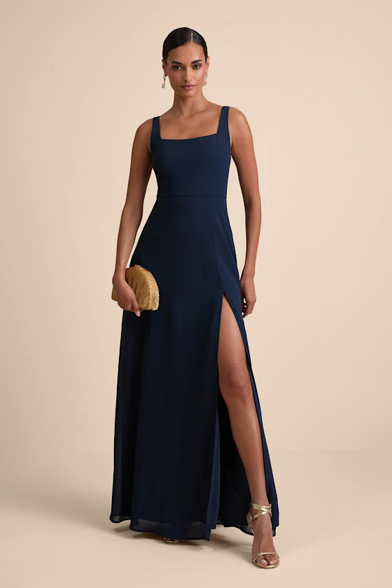 Remarkable Arrival Navy Blue Sleeveless Maxi Dress | Lulus