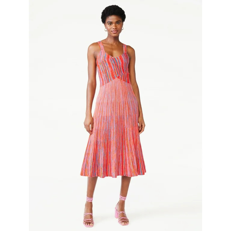 Scoop Women's Micro Stripe Midi Dress | Walmart (US)