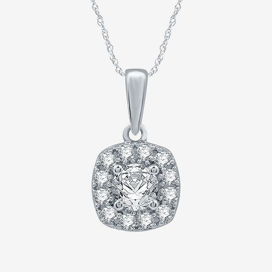Limited Time Special! Womens Lab Created White Sapphire Sterling Silver Cushion Pendant Necklace | JCPenney