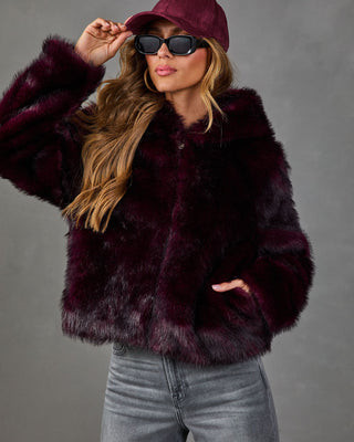 Sweet Reason Hood Faux Fur Jacket Wine / L | VICI