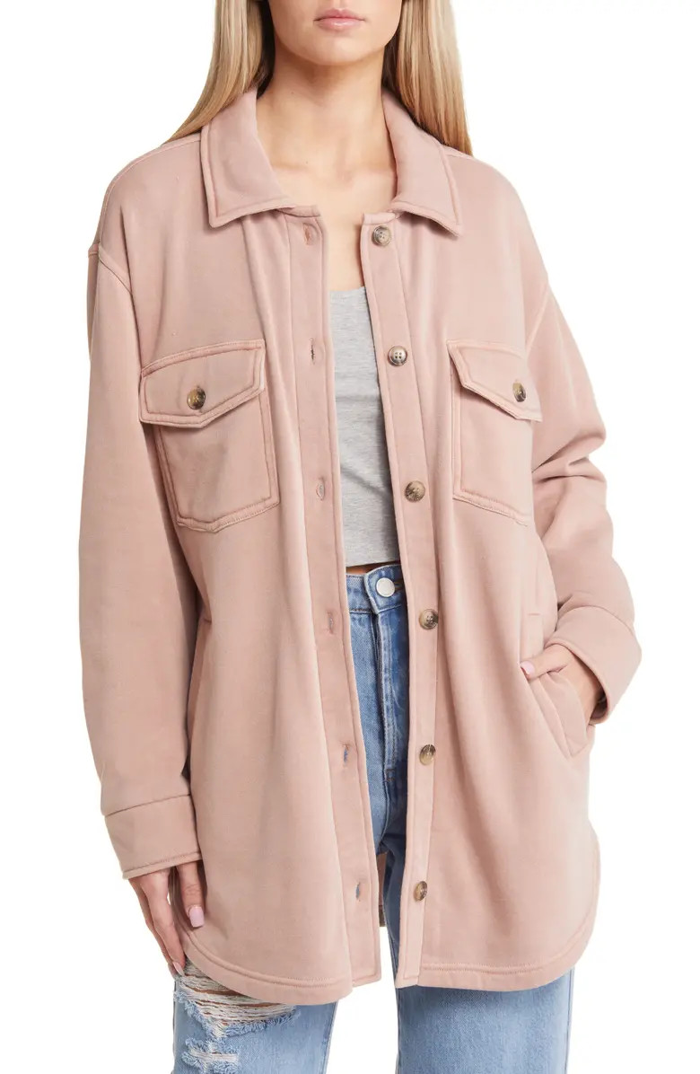 Longline Sweatshirt Knit Shacket | Nordstrom