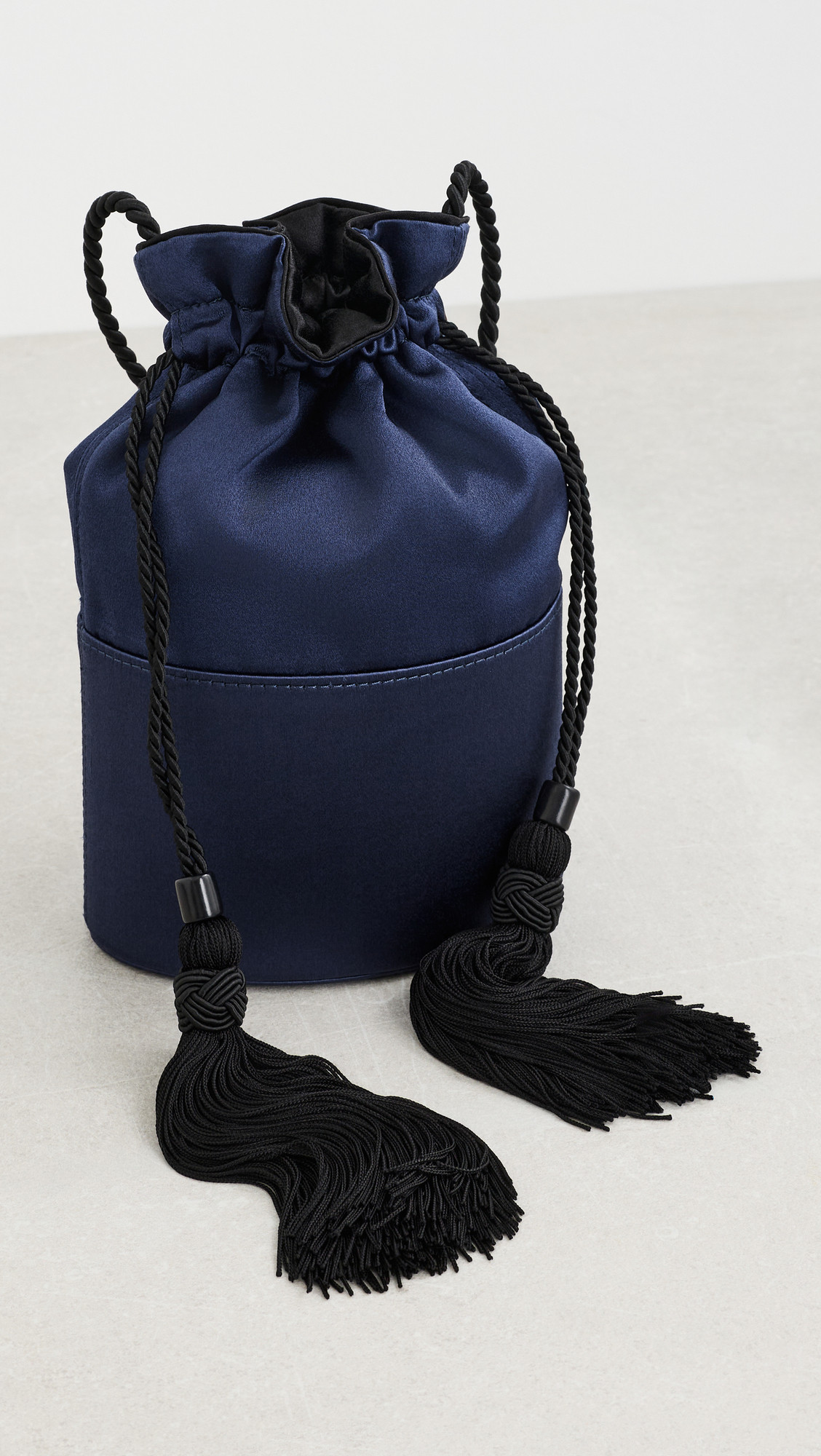 Hunting Season The Lola Satin Bucket Bag Navy One Size | Shopbop