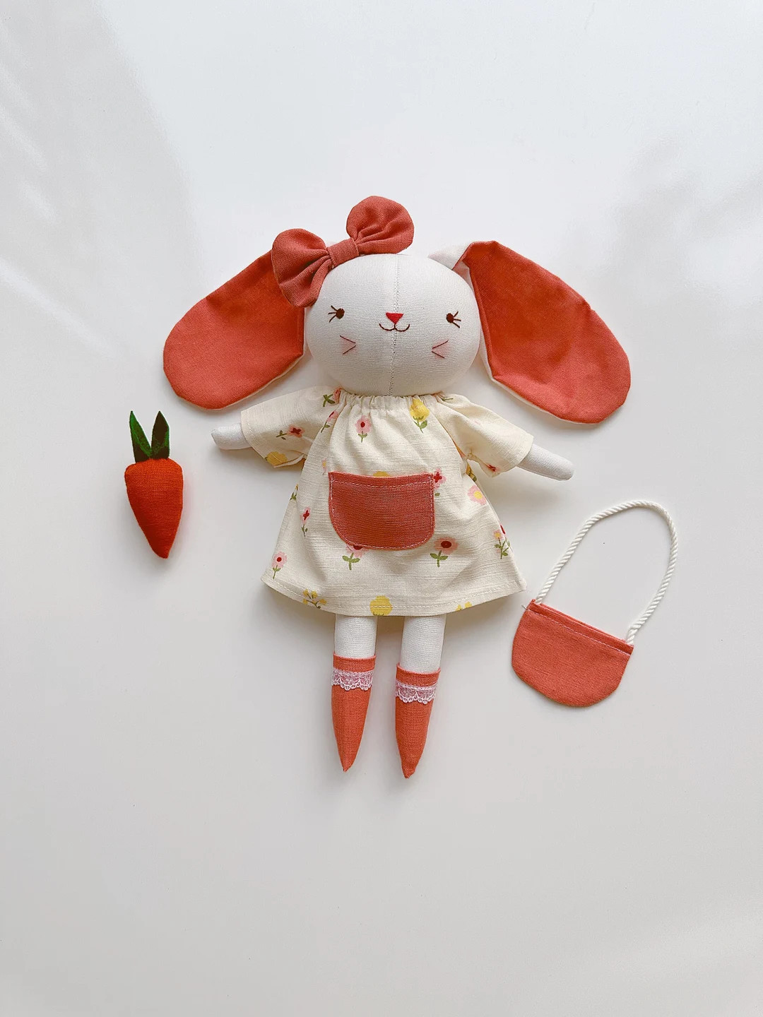 BIG SALE Handmade Fabric Doll, Sleeping Bunny Linen Doll With Carrot, Stuffed Heirloom Doll, Rag ... | Etsy (US)