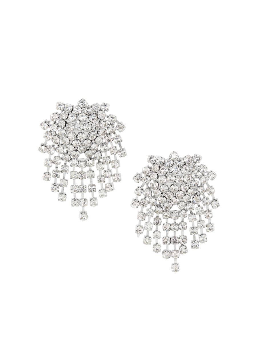Rhodium-Plated & Glass Crystal Cluster Earrings | Saks Fifth Avenue