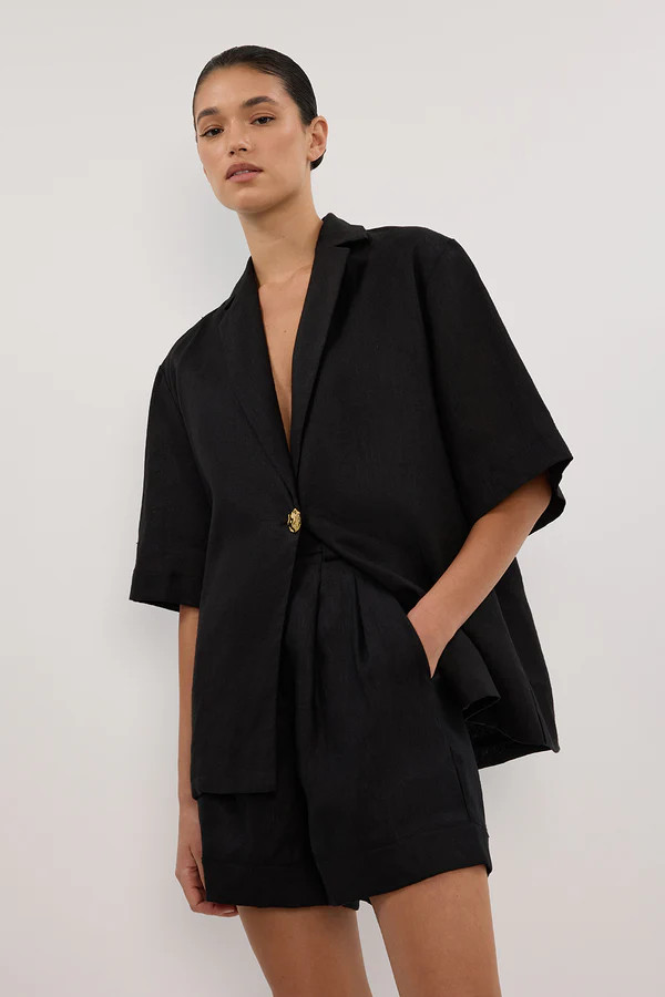 ALONDRA BLACK LINEN SHORT | DISSH