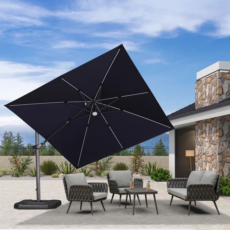 120'' Square Lighted Cantilever Umbrella | Wayfair Professional