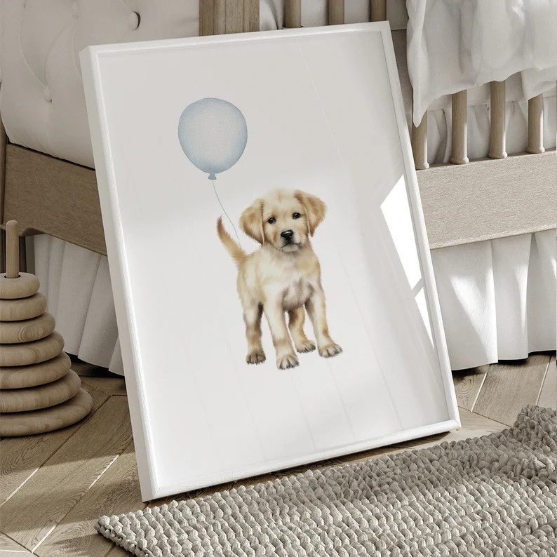 YELLOW LABRADOR Nursery Decor, Yellow Lab Puppy Nursery Decor. Dog Nursery Print. New Baby Gift f... | Etsy (US)