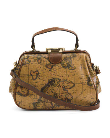 Leather Gracchi Framed Satchel With Shoulder Strap | TJ Maxx