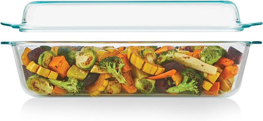 Pyrex Deep 5.2-Qt (9"x13") 2-in-1 Glass Baking Dish with Glass Lid, Extra Large Rectangular Bakin... | Amazon (US)
