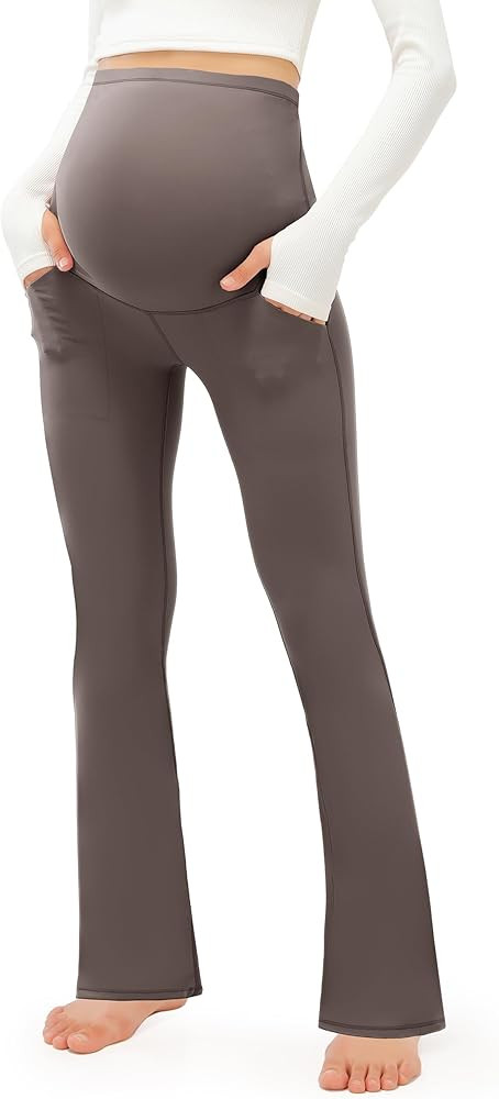JOYSPELS Women's Maternity Pants with Pockets Over The Belly Pregnancy Bootcut Yoga Pants for Wor... | Amazon (US)