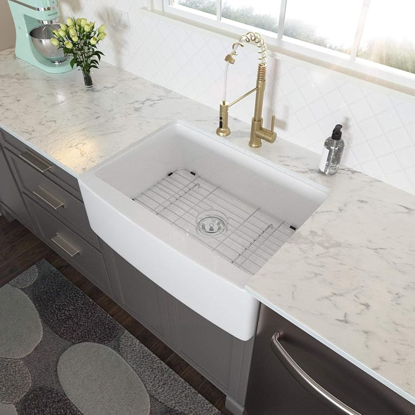 MEJE 33x20 inch Farmhouse Kitchen Sink, Utility Sink,Apron Front Sink,Single Bowl for kitchens - Whi | Amazon (US)